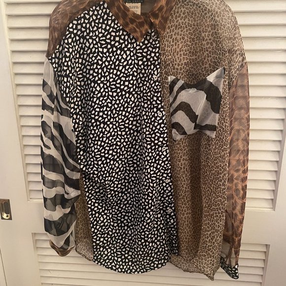 Sheer Animal Patchwork Blouse - Picture 2 of 5